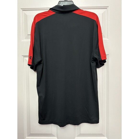 Size M Mens Under Armour Maryland Terrapins Gameday Polo Shirt Logo Black Red - Picture 3 of 4